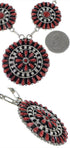 Red Oyster Shell Authentic Sterling Silver Link Necklace Earrings Set NS28711